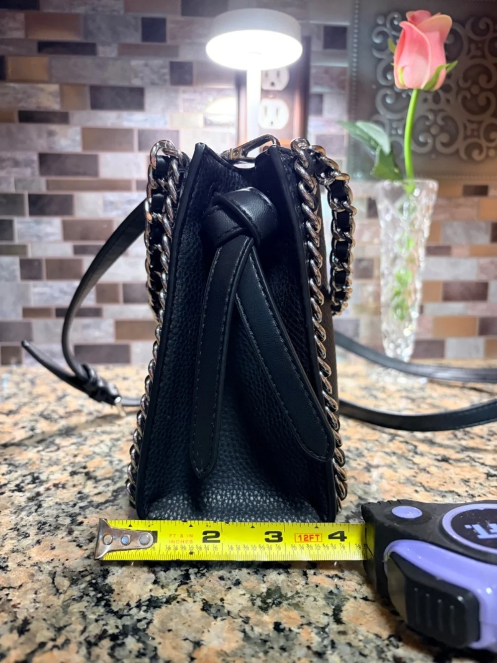Michael Kors Mina Small Black Chain Crossbody Bag